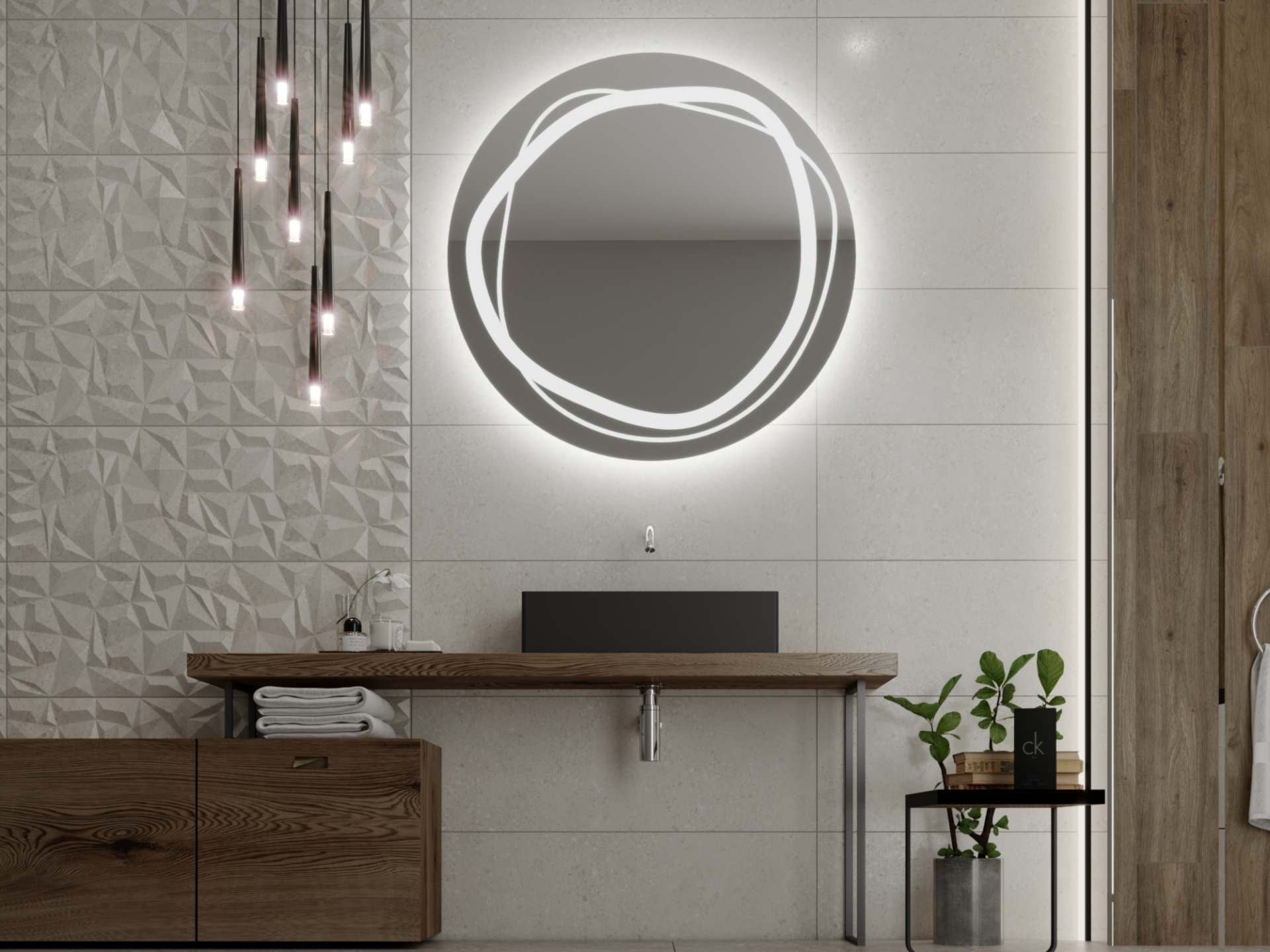 Kulaté zrcadlo s LED osvětlením C9