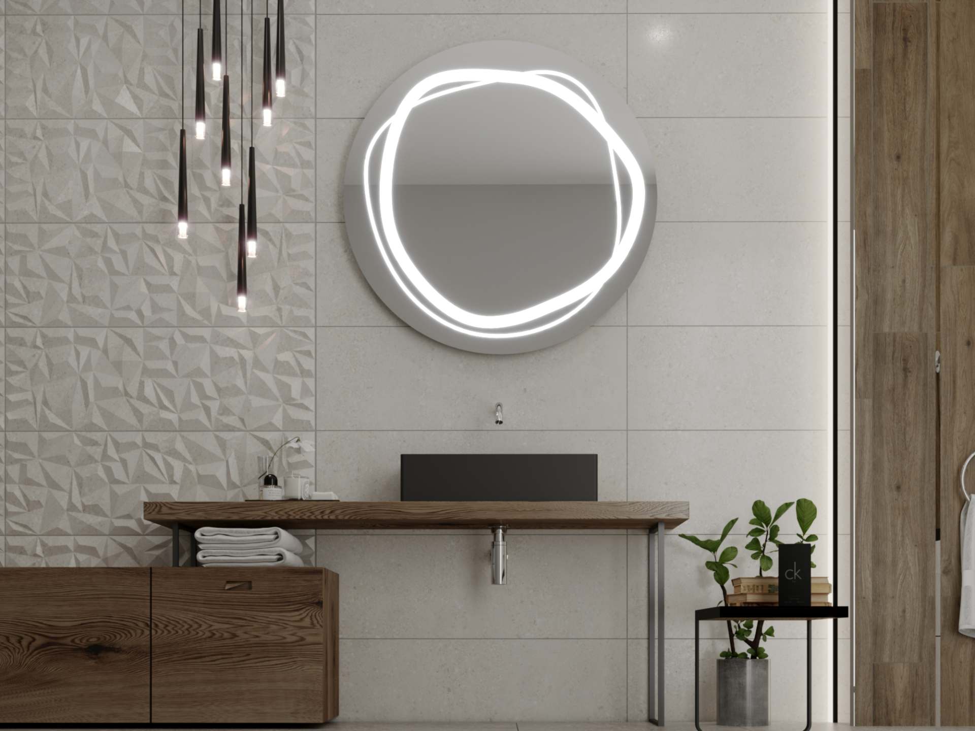 Kulaté zrcadlo s LED osvětlením C9 premium