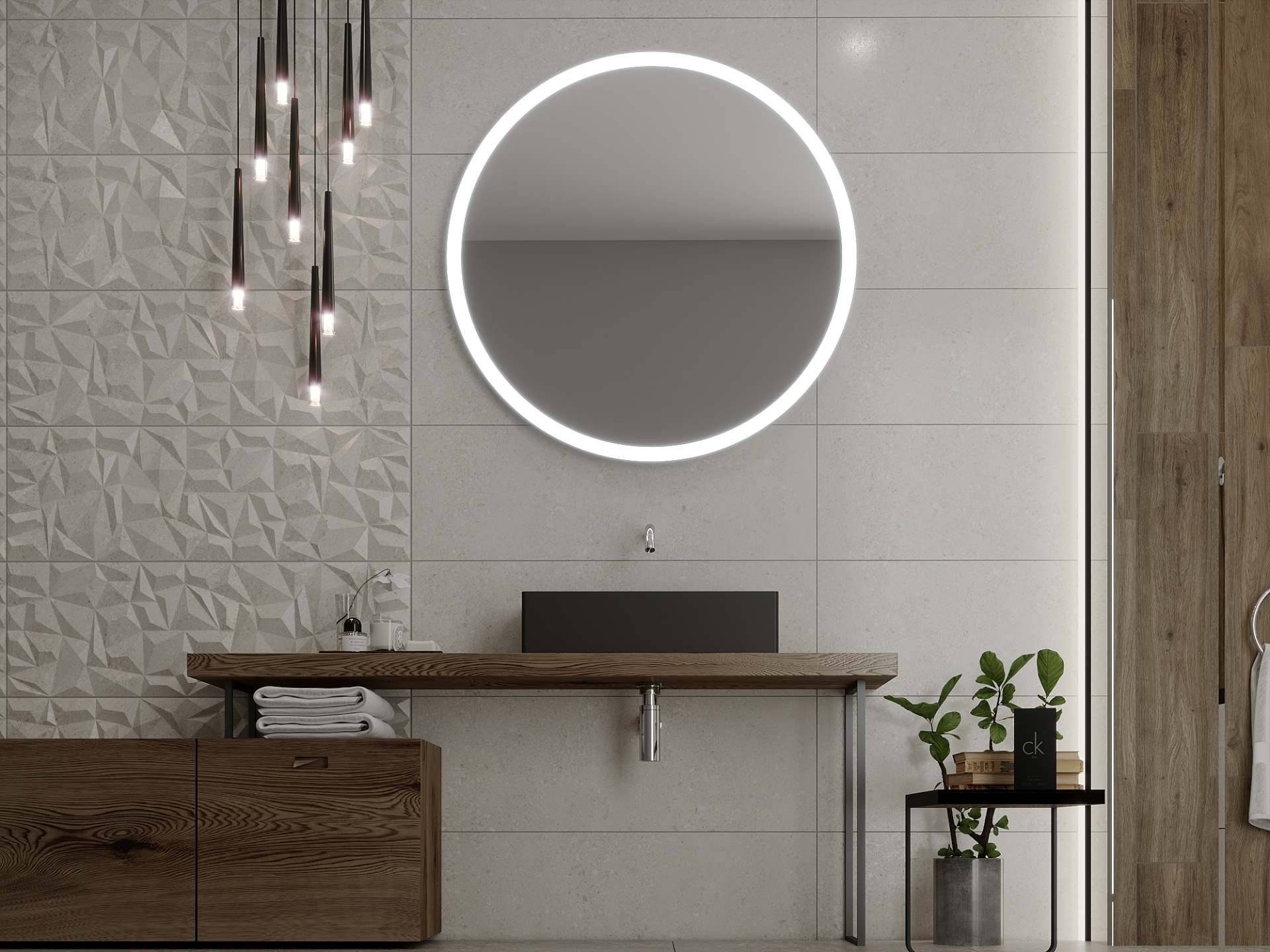 Kulaté zrcadlo s LED osvětlením C1 premium