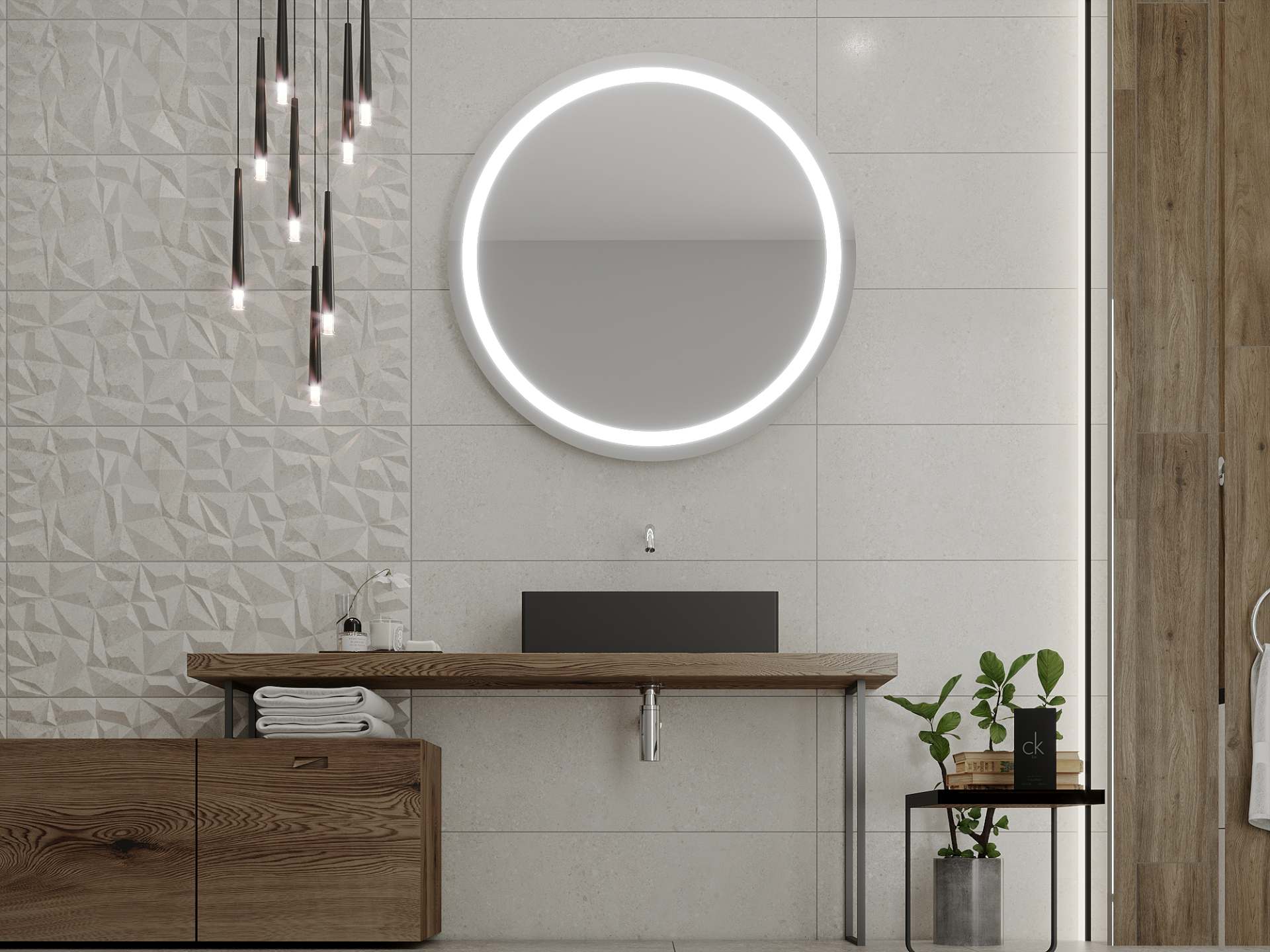 Kulaté zrcadlo s LED osvětlením C4 premium