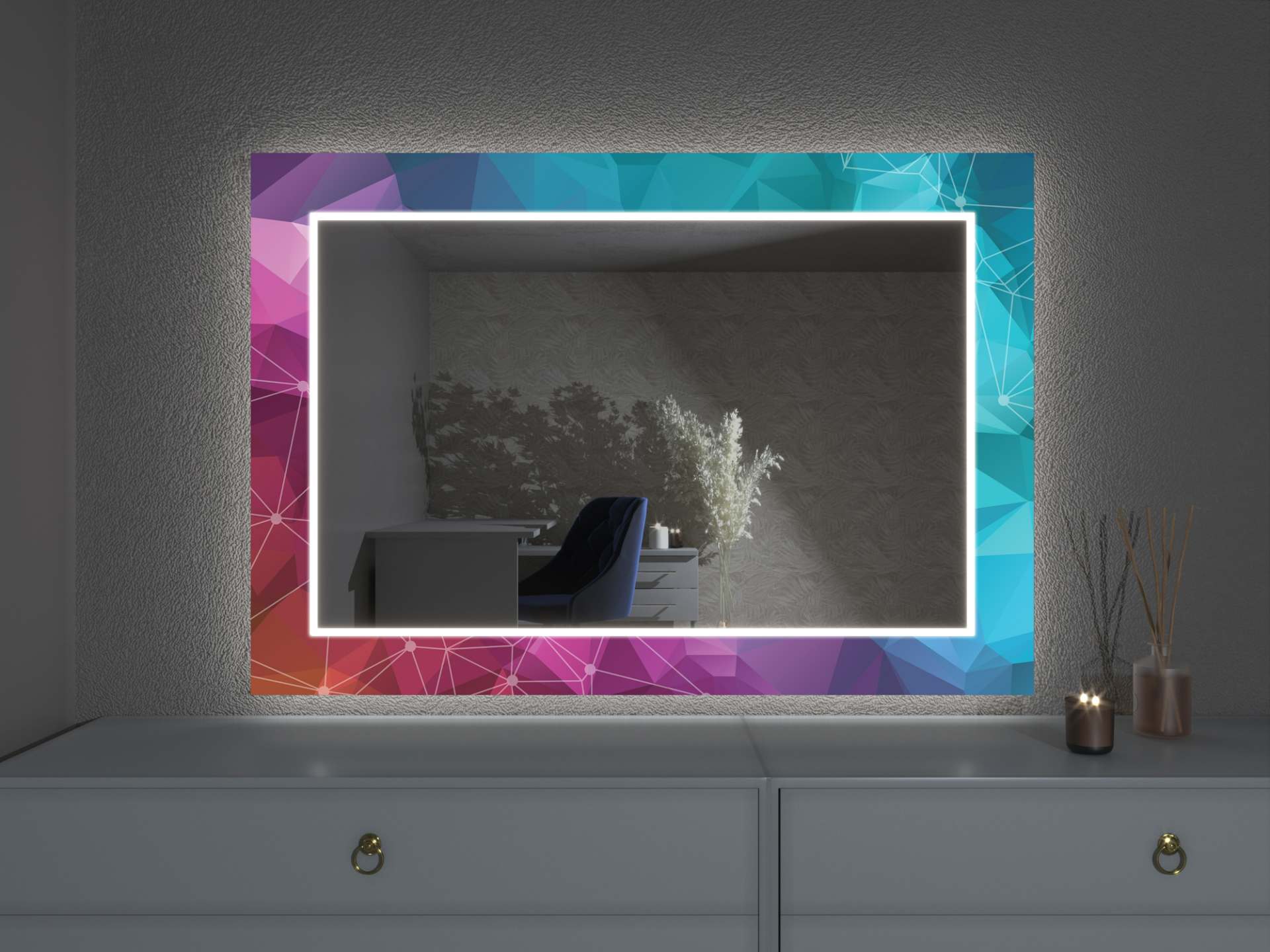 LED zrcadlo s dekorem D4