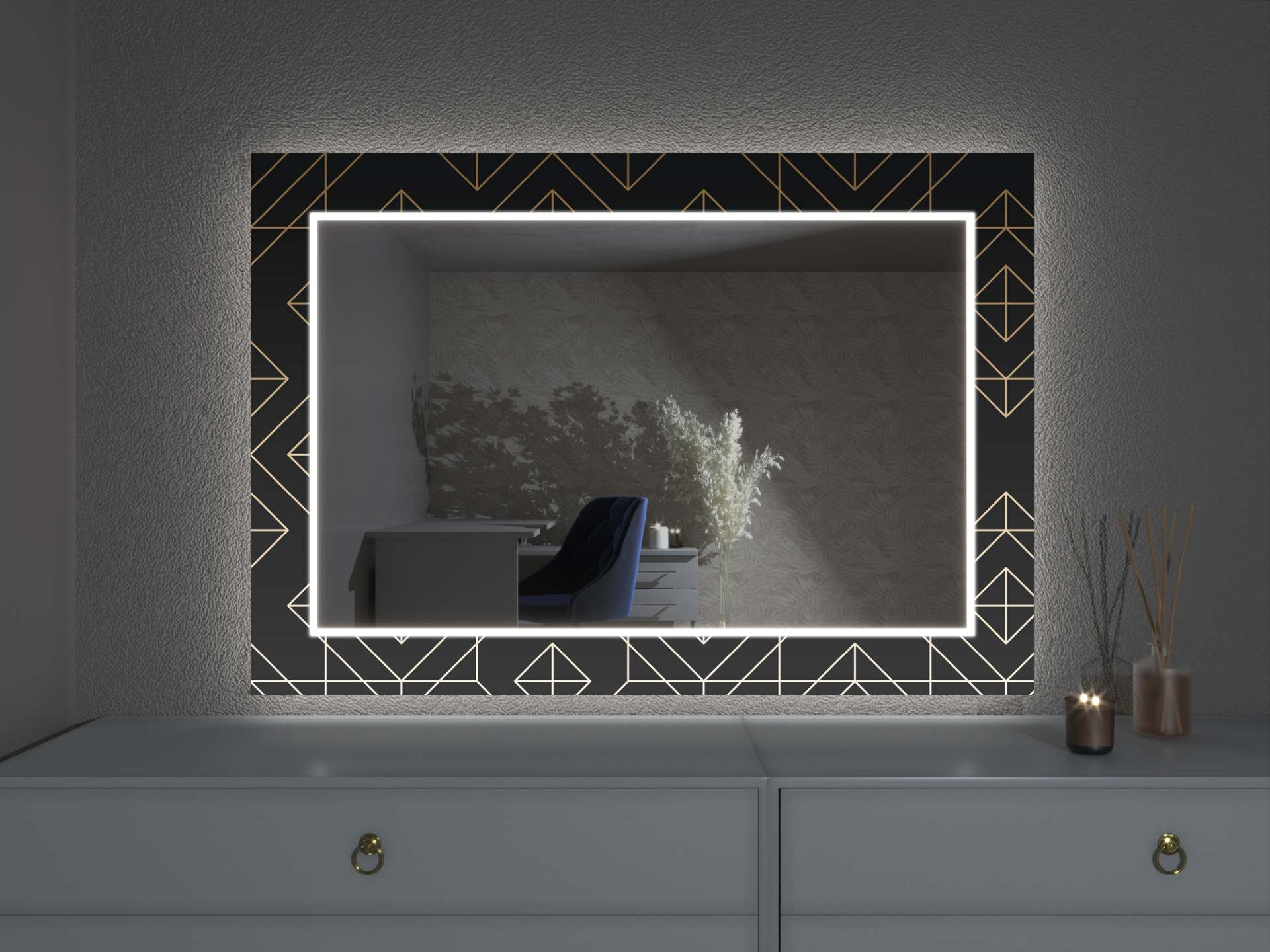 LED zrcadlo s dekorem D10