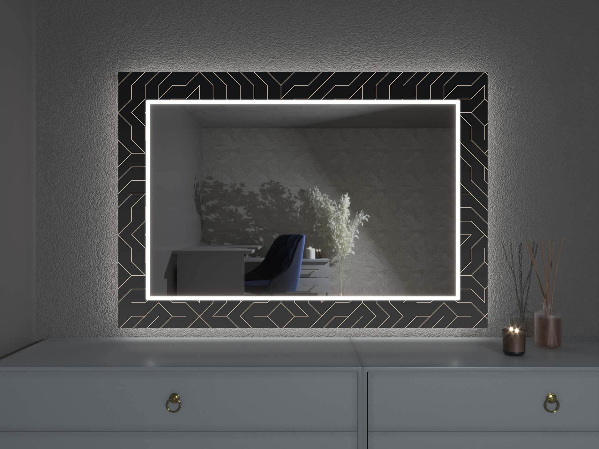 LED zrcadlo s dekorem D11