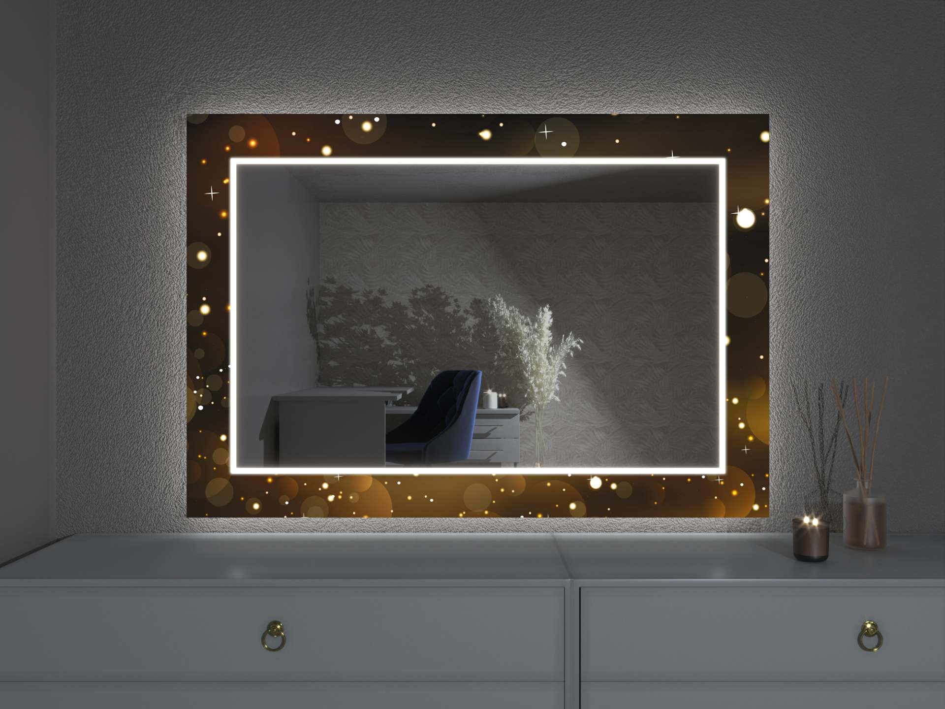 LED zrcadlo s dekorem D15