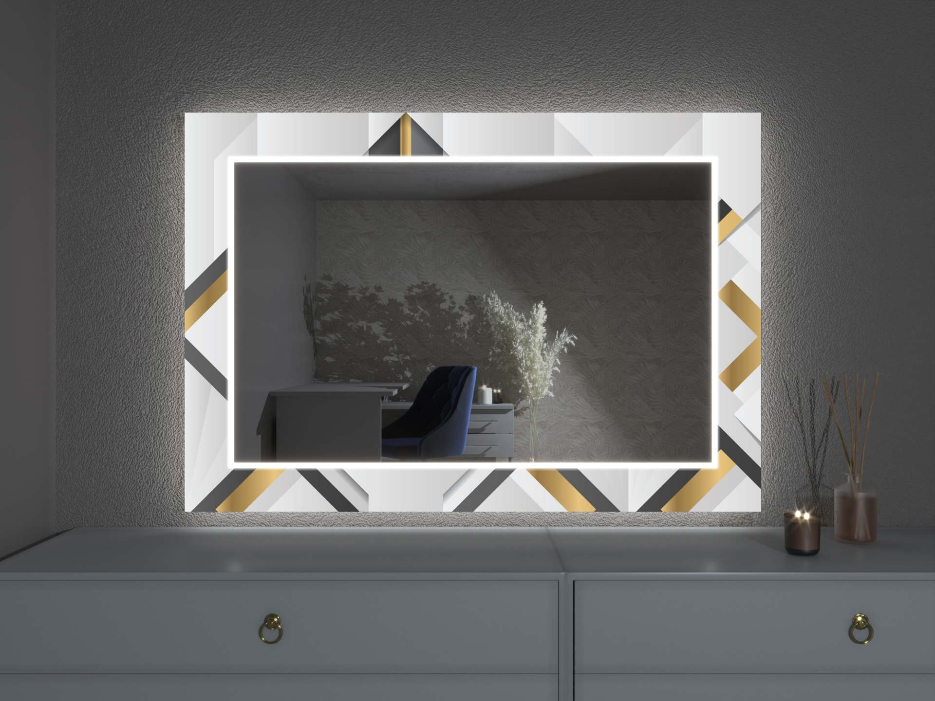 LED zrcadlo s dekorem D20